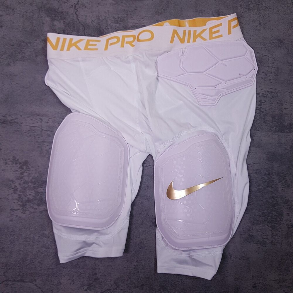 NIKE Pro Hyperstrong Padded Compression Football Shorts Mens‎ 2XL White Gold
